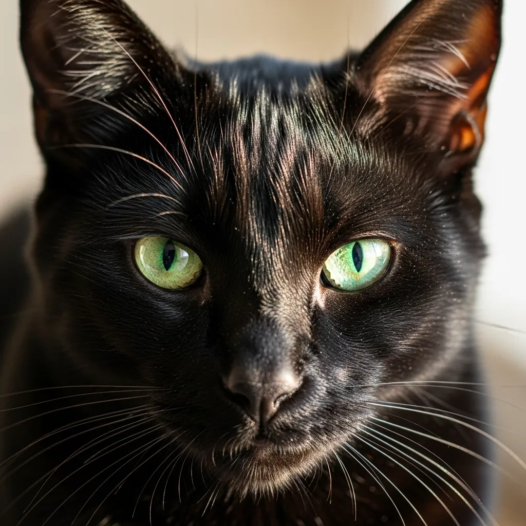 Stunning glossy black cat coat after switching to high-omega-3 diet