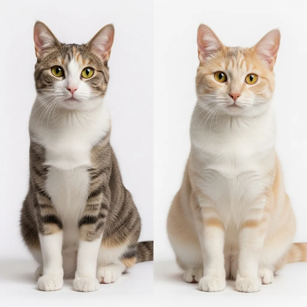 Classic vs dilute calico comparison – cat color palette inspiration showing bold and pastel versions