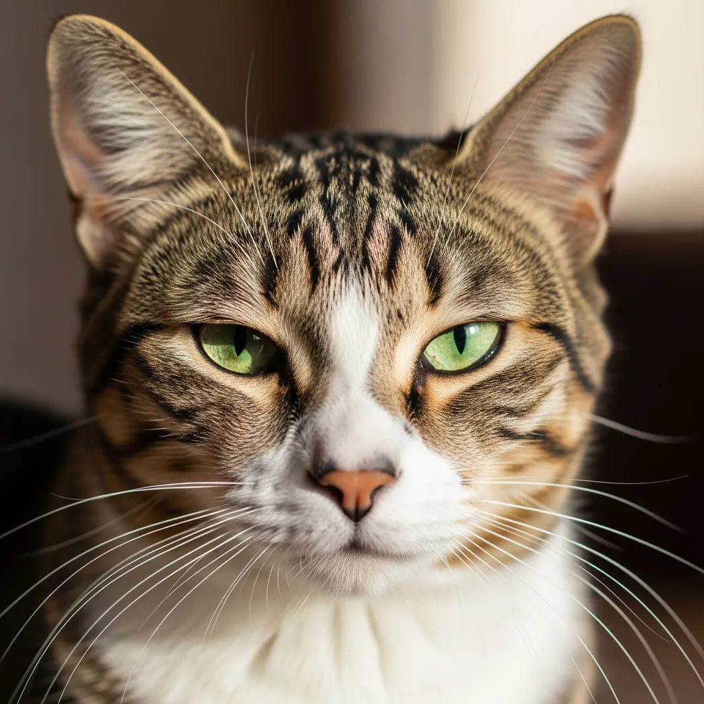 Cat giving slow blink to show trust and relaxation
