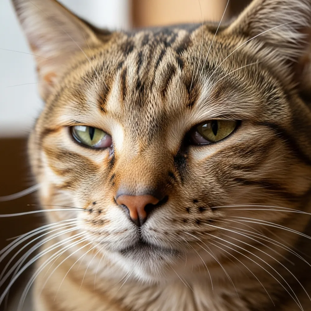 Visible third eyelid in a cat nearing end of life
