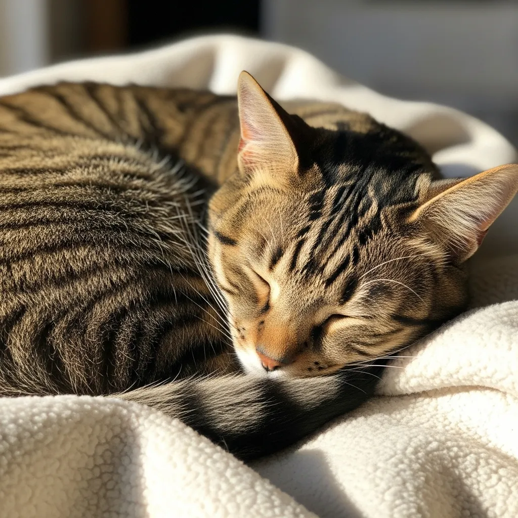 Naturally Senior cat resting peacefully in the final stage of life