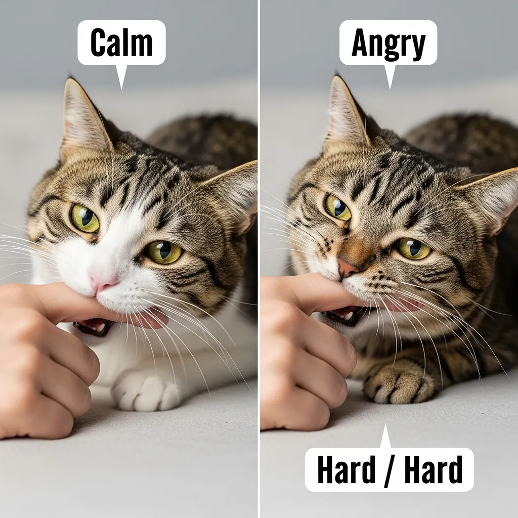 Difference between cat love bite vs aggressive bite visual guide