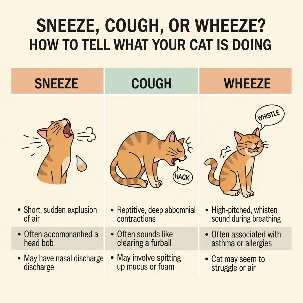 cat sneezing vs coughing vs wheezing comparison chart]