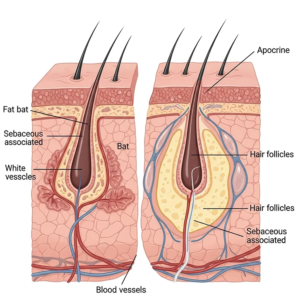 Difference between normal sweat glands and stress-related apocrine glands