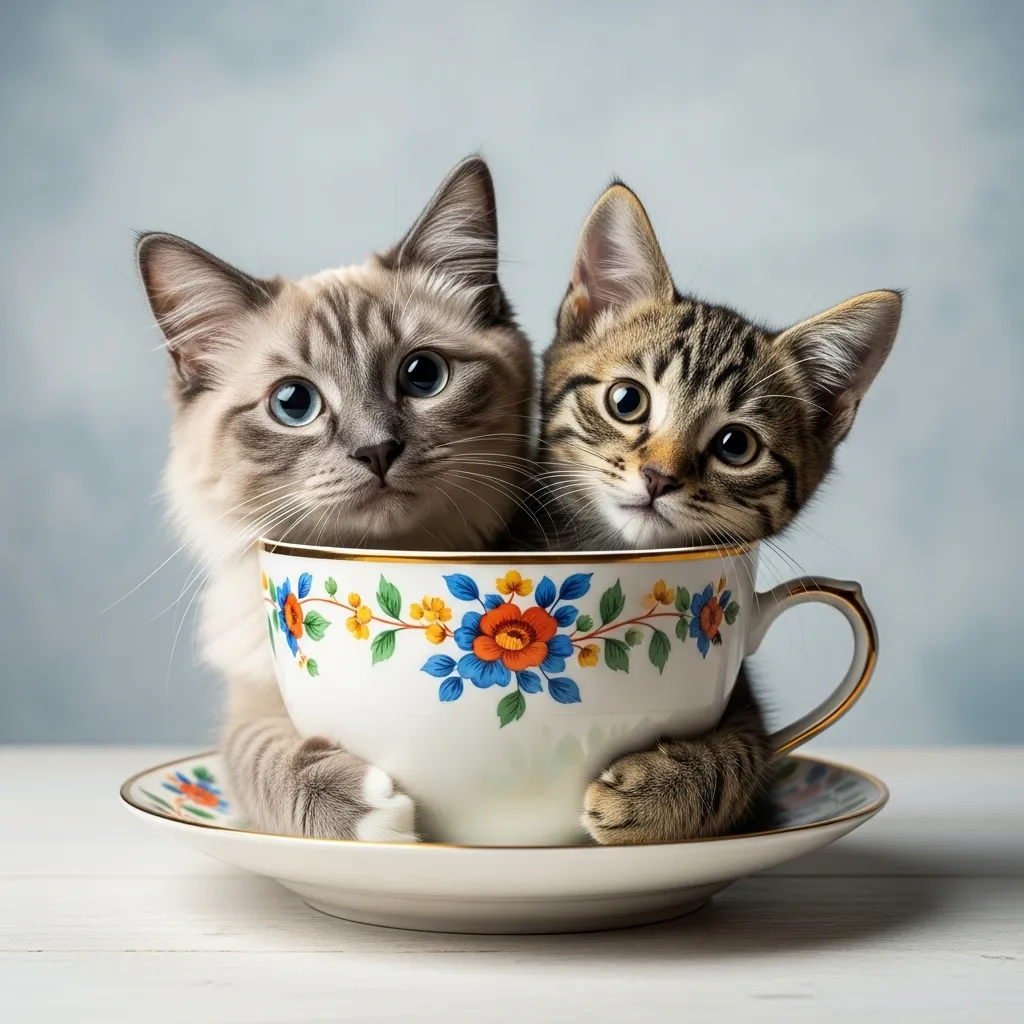 Cute cat friends sharing one brain cell meme – Ragdoll and Munchkin besties