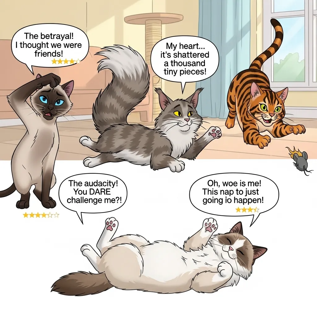 Cat breeds ranked by meme-worthiness: Siamese, Maine Coon, Bengal, Ragdoll drama styles