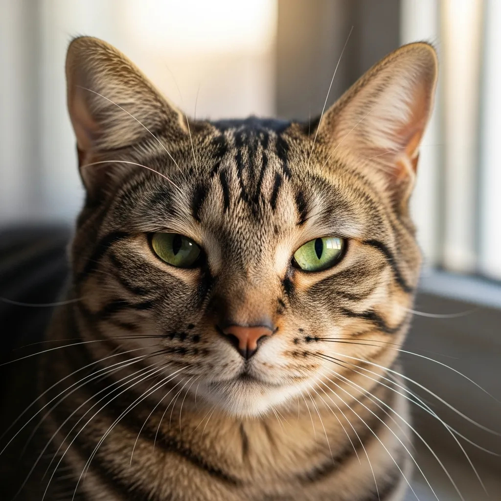 Cat giving a slow blink to show trust and affection