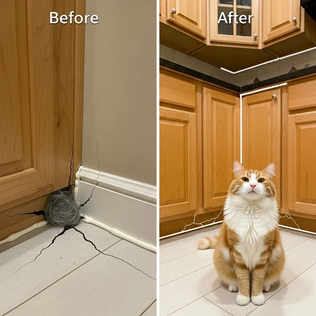 Proper mouse-proofing with steel wool and caulk – cat approved