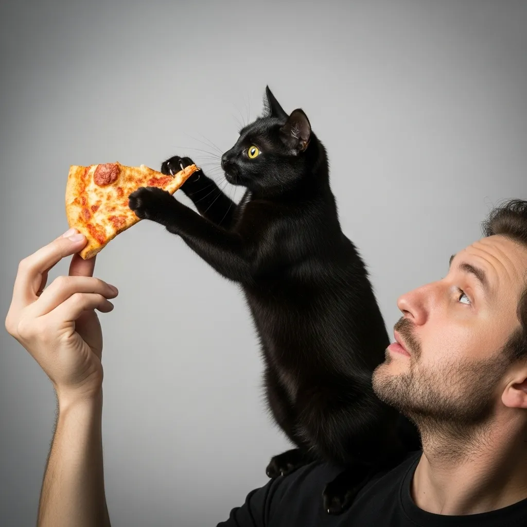 cat stealing food meme - pizza theft mid-air 2025 viral