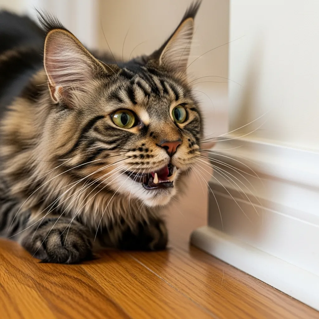  Cat using Jacobson’s organ to smell hidden mouse