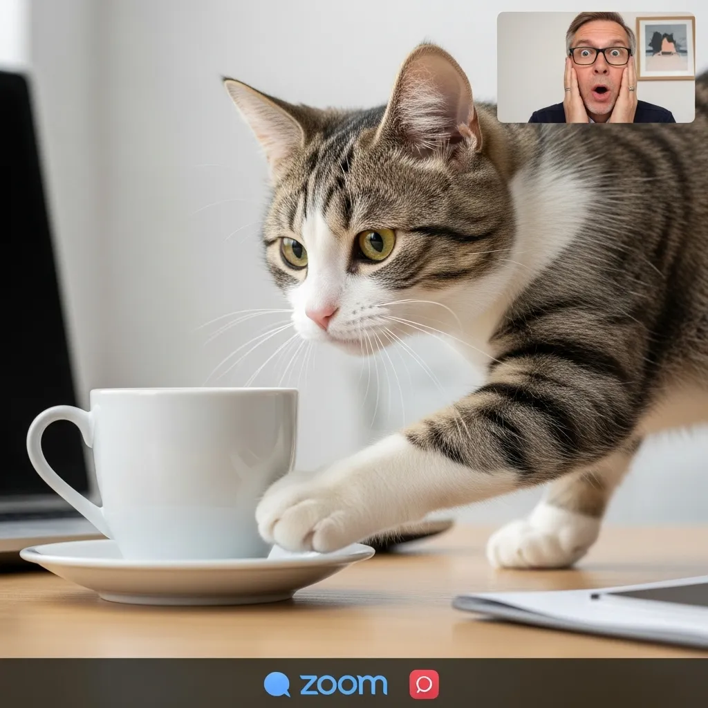 Kitty gets caught meme – remote worker’s worst nightmare 2025