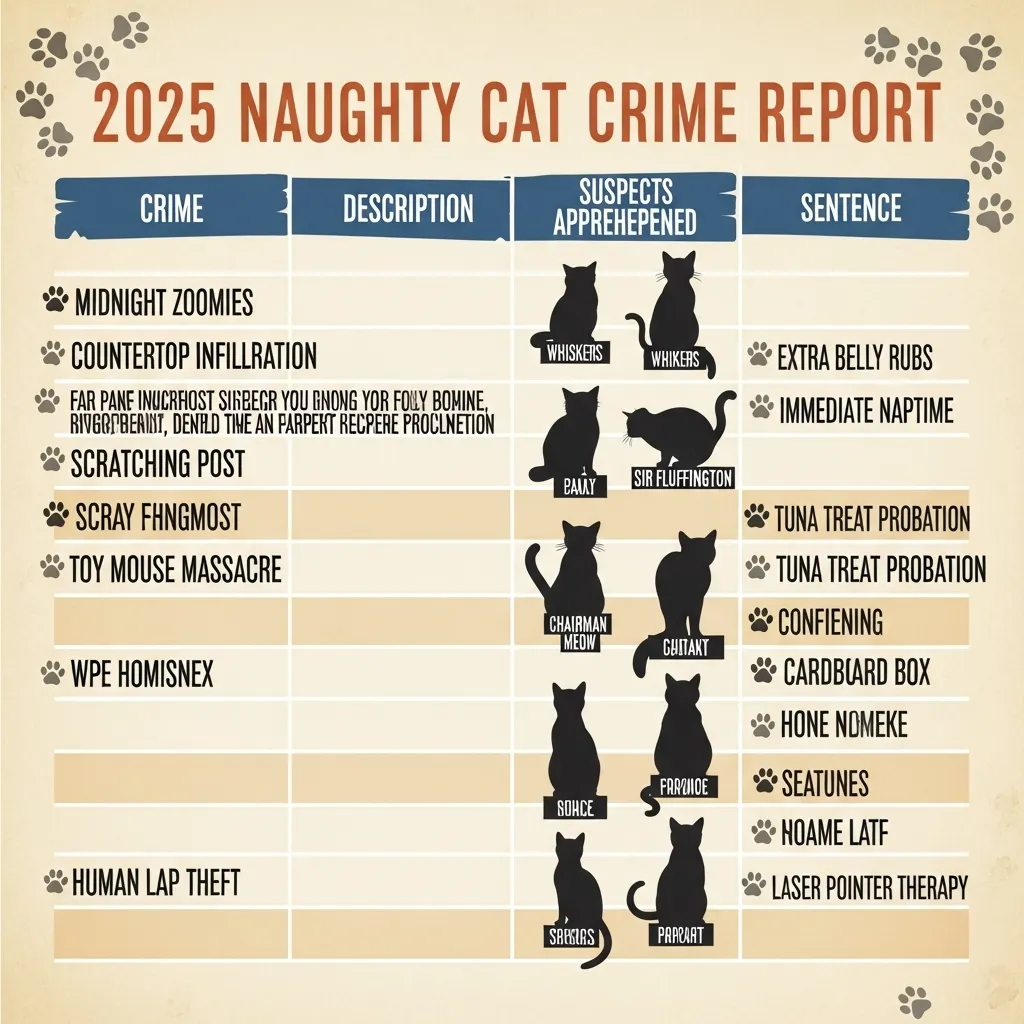 Naughty cat crime statistics 2025 – most wanted feline felons