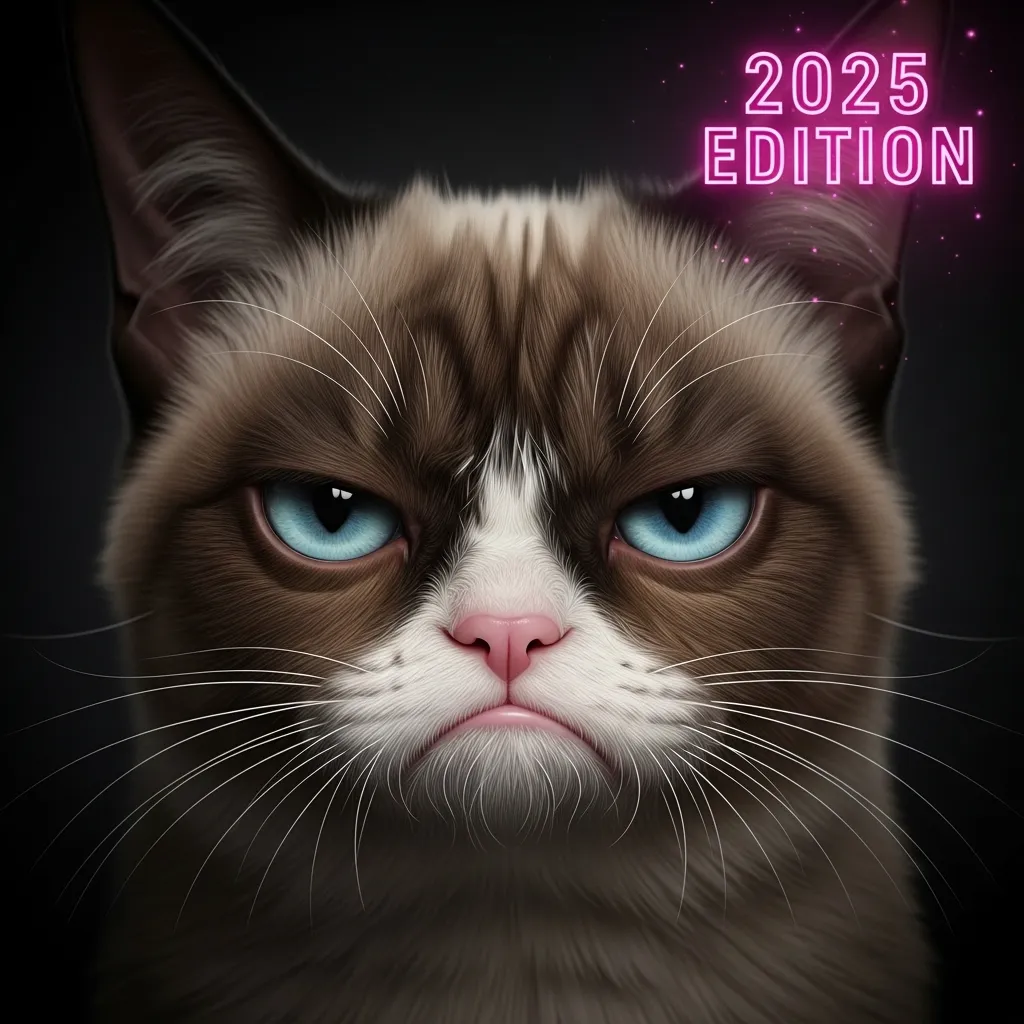 Grumpy Cat mems 2025 hero – the original angry cat meme face that broke the internet
