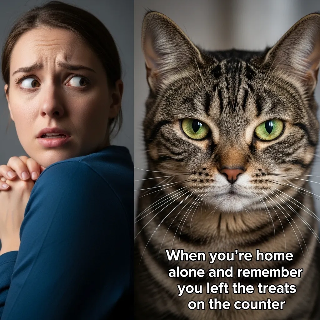 Popular creepy cat stare meme showing why cats staring at humans went viral in 2025