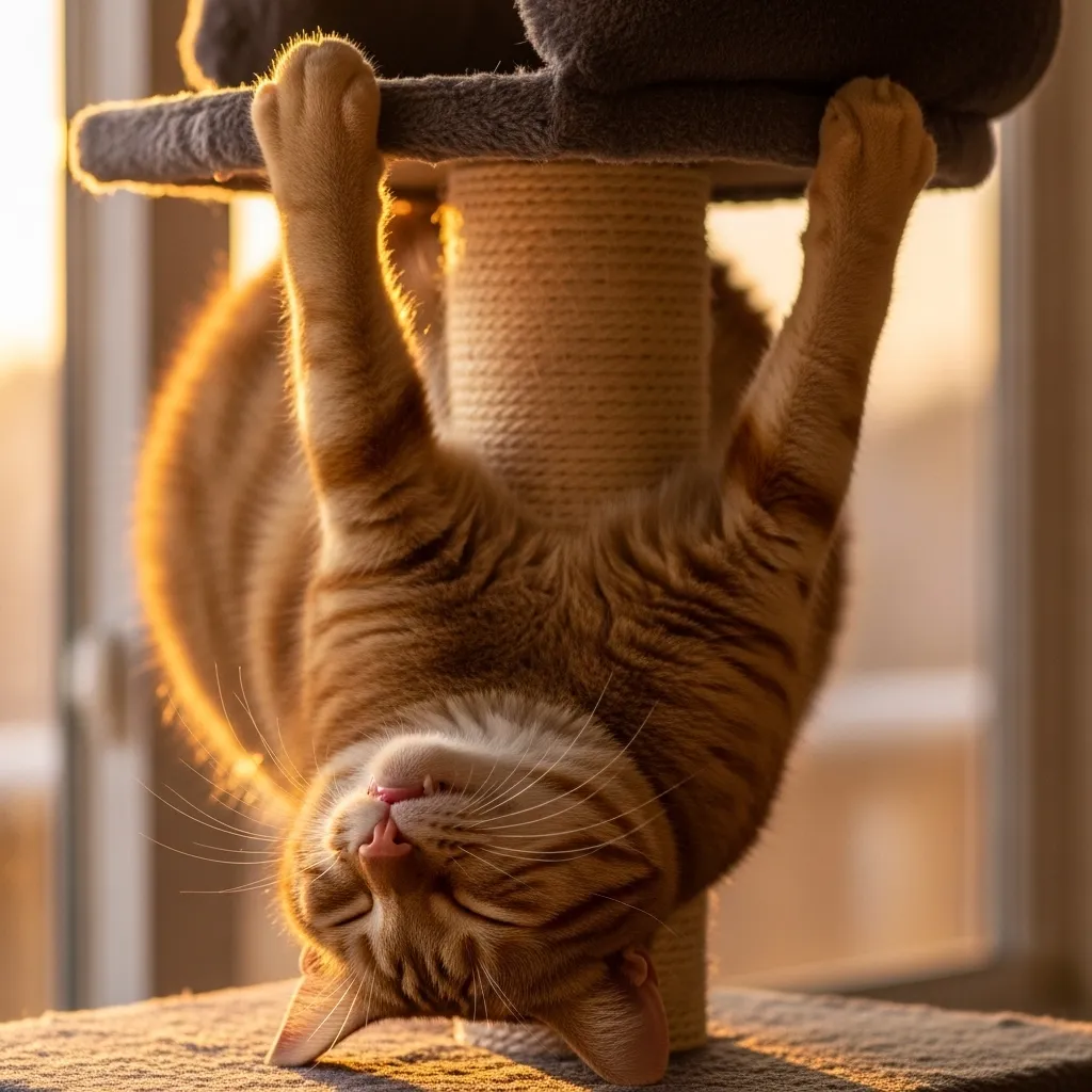 funny cat sleeping upside down bat position 2025 viral meme