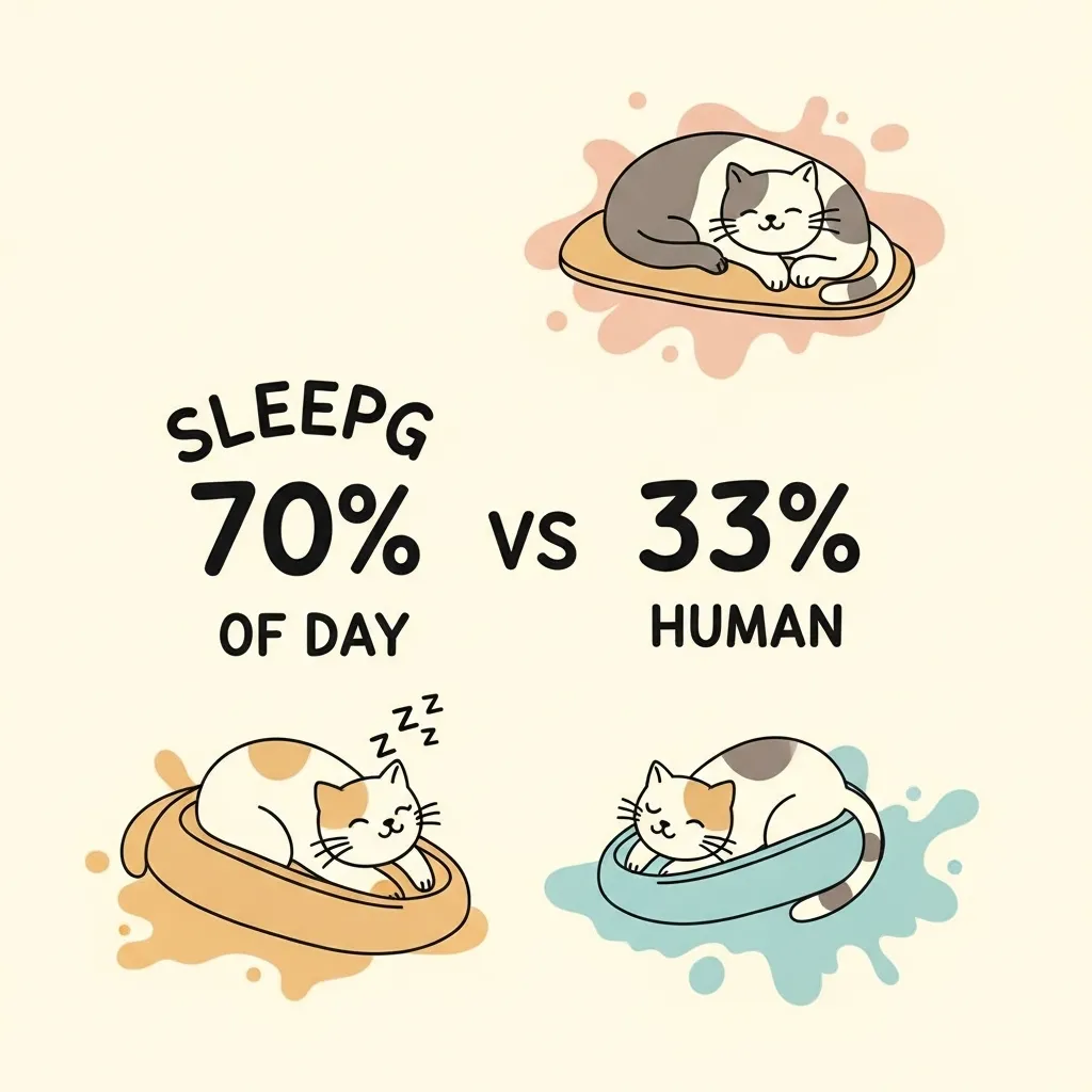cat vs human sleep hours infographic 2025