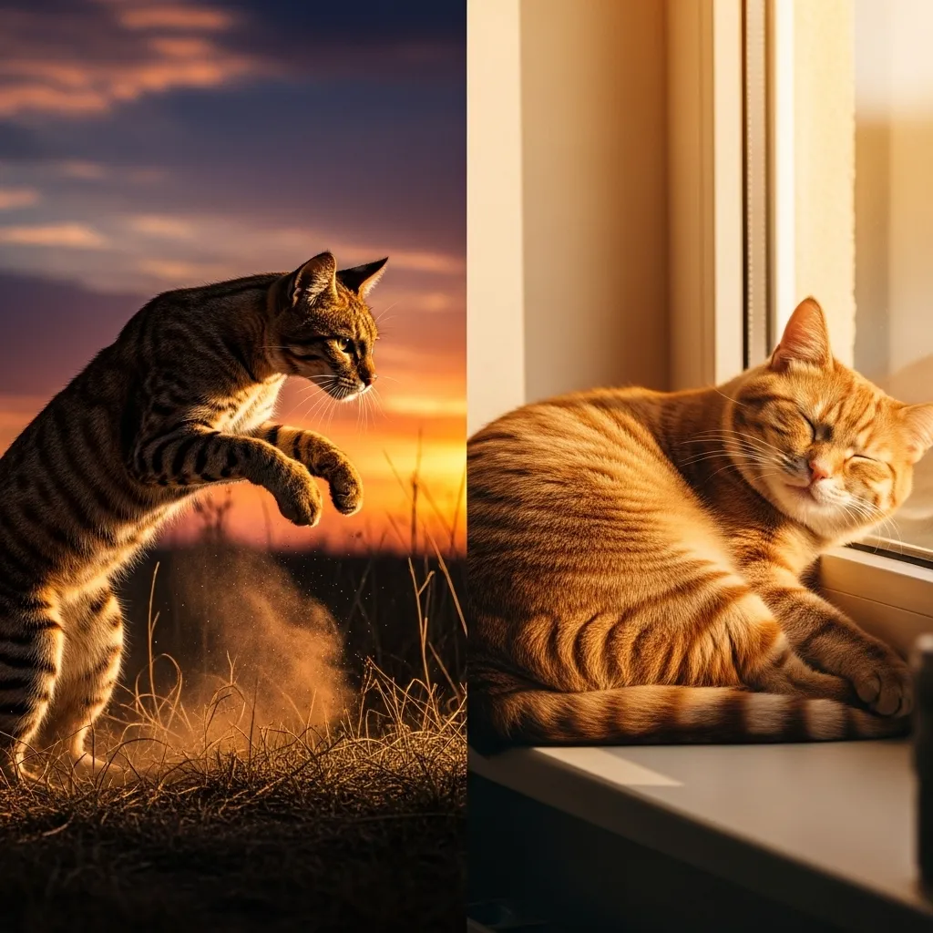 cat sleep evolution wildcat vs domestic lazy cat meme