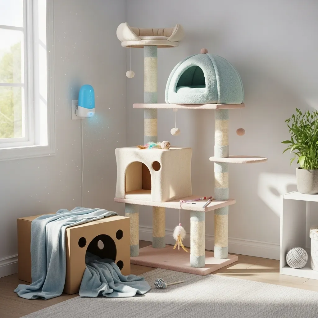 Why Is My Cat So Jumpy 3 Example of a calming safe zone setup for nervous or jumpy cats