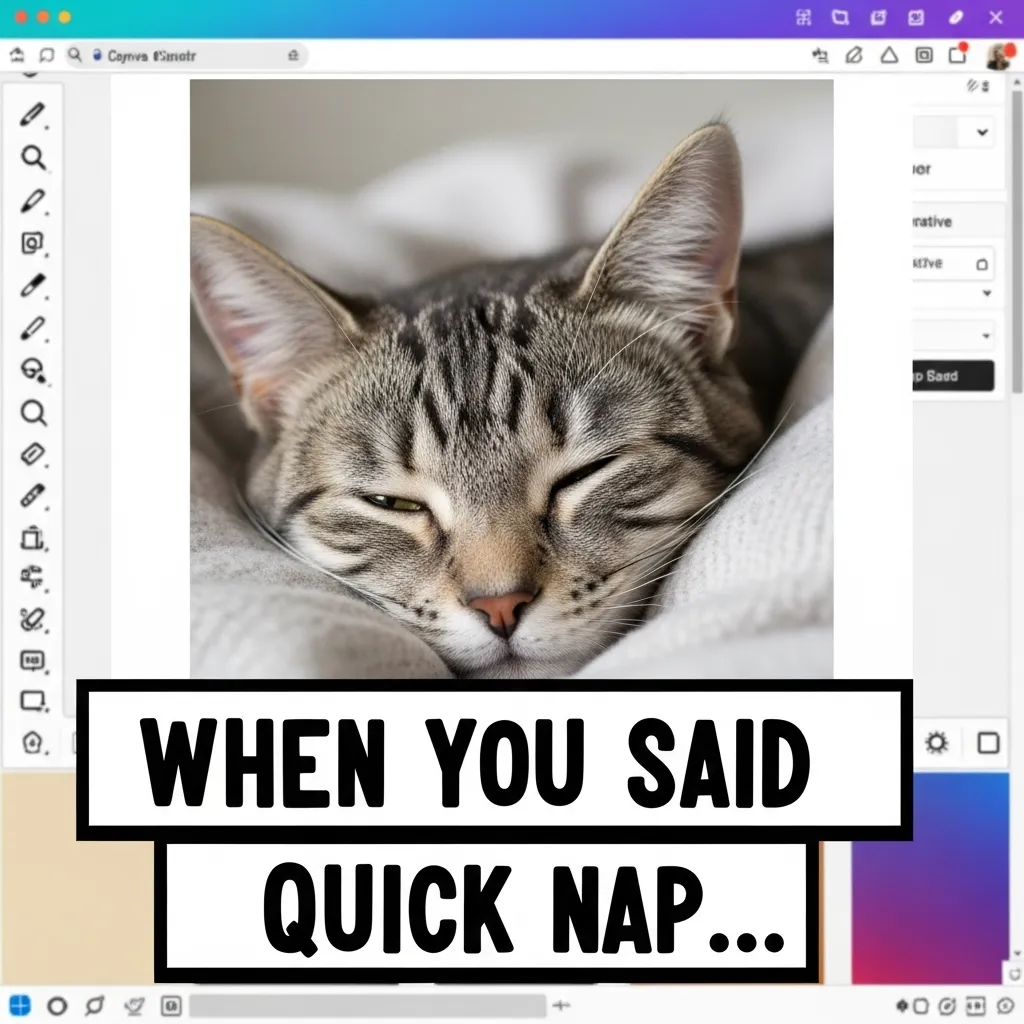 How to make sleepy cat memes: step-by-step Canva tutorial with funny cat base 😹✨”