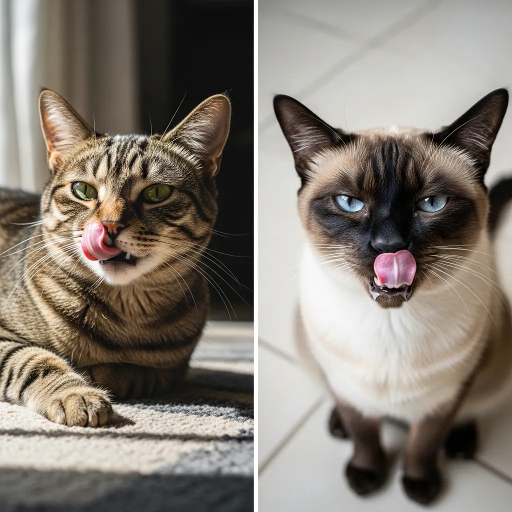 Why Does My Cat Keep Licking His Lips 1 Normal vs abnormal cat lip licking behavior comparison