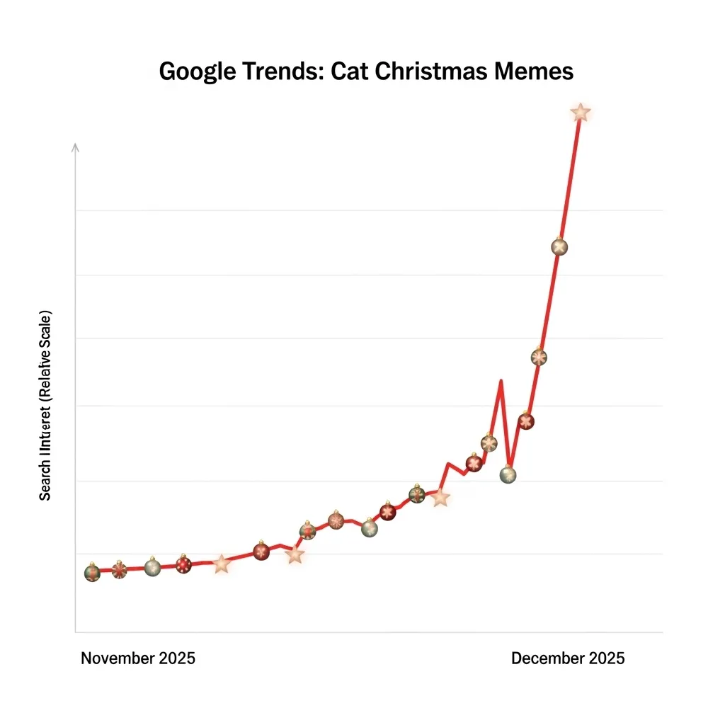 Google Trends 2025: funny cat Christmas memes search spike Decembe