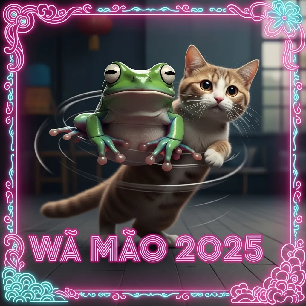 Viral 2025 Frog Cat Wā Māo spinning stare meme taking over X and TikTok