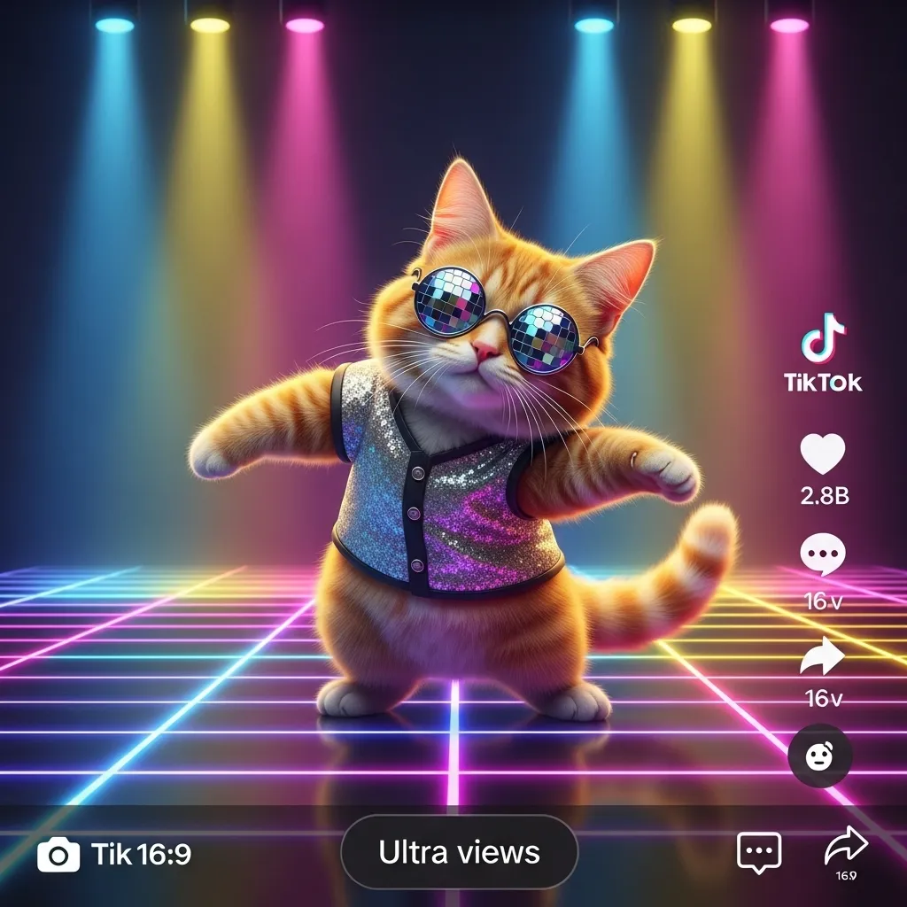 Disco Dave the orange tabby in sunglasses breakdancing - most viral cat dancing meme 2025 with 2.8B views