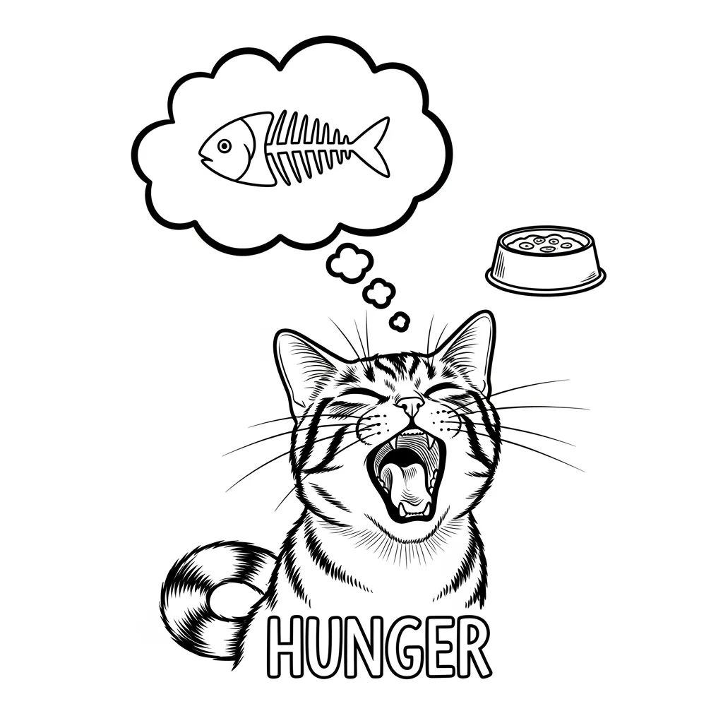 Infographic of the seven most common reasons cats meow at humans