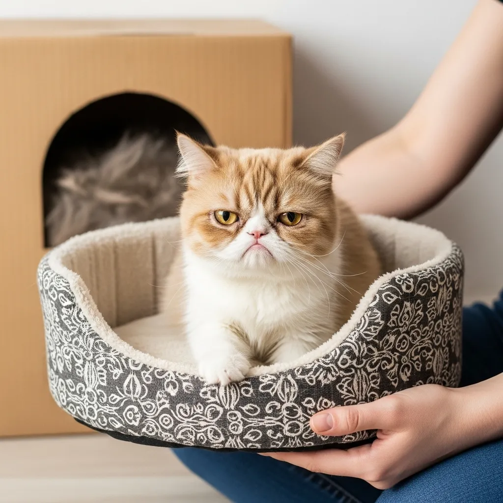 Independent cats meme – cat ignores expensive bed sleeps in box