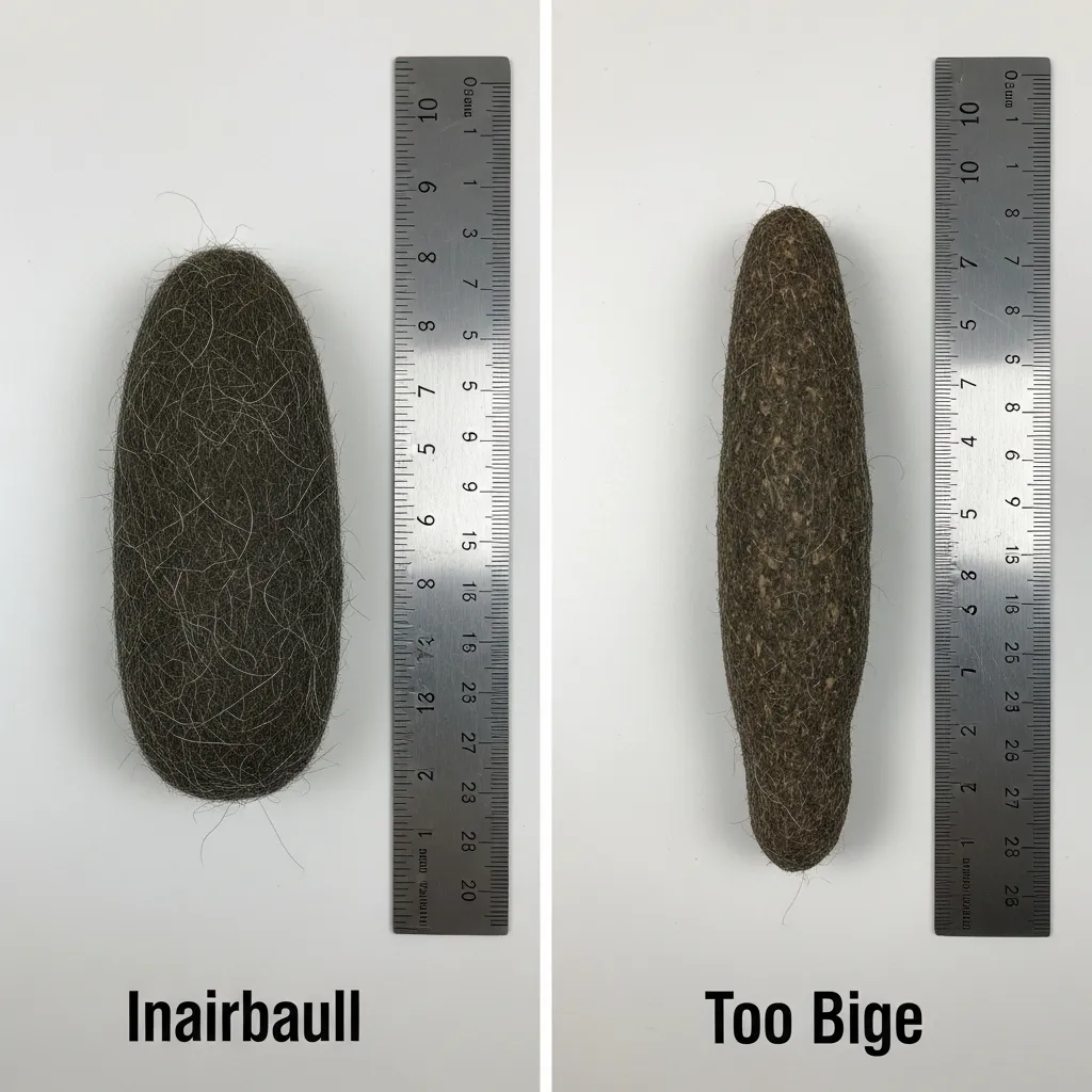 Why Is My Cat Gagging 2 Typical hairball size vs oversized hairball that causes constant cat gagging
