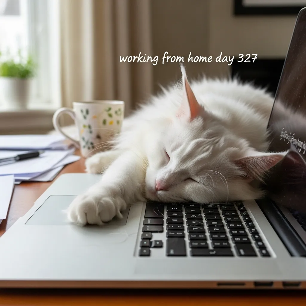 lazy cat meme working from home – relatable cozy cat moment