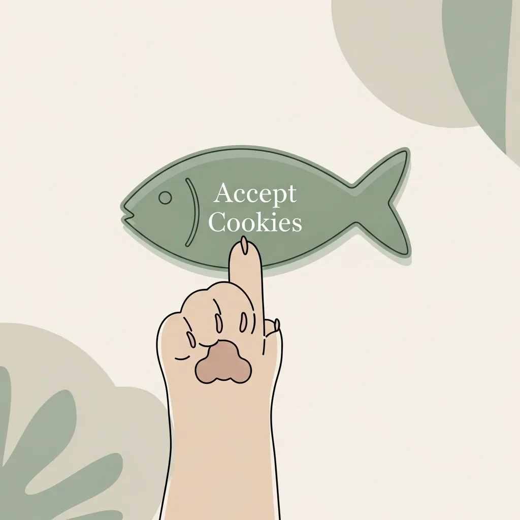 Cat paw accepting cookies illustration – playful take on cookie consent