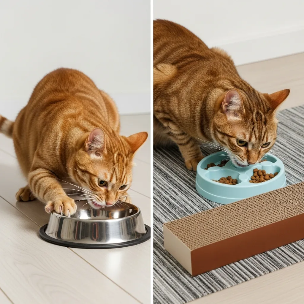Before and after – how puzzle feeders and scratchers stop floor-scratching behavior