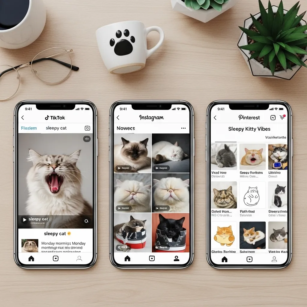Best places to find viral sleepy cat memes 2025: TikTok, IG, Pinterest 📱😸”