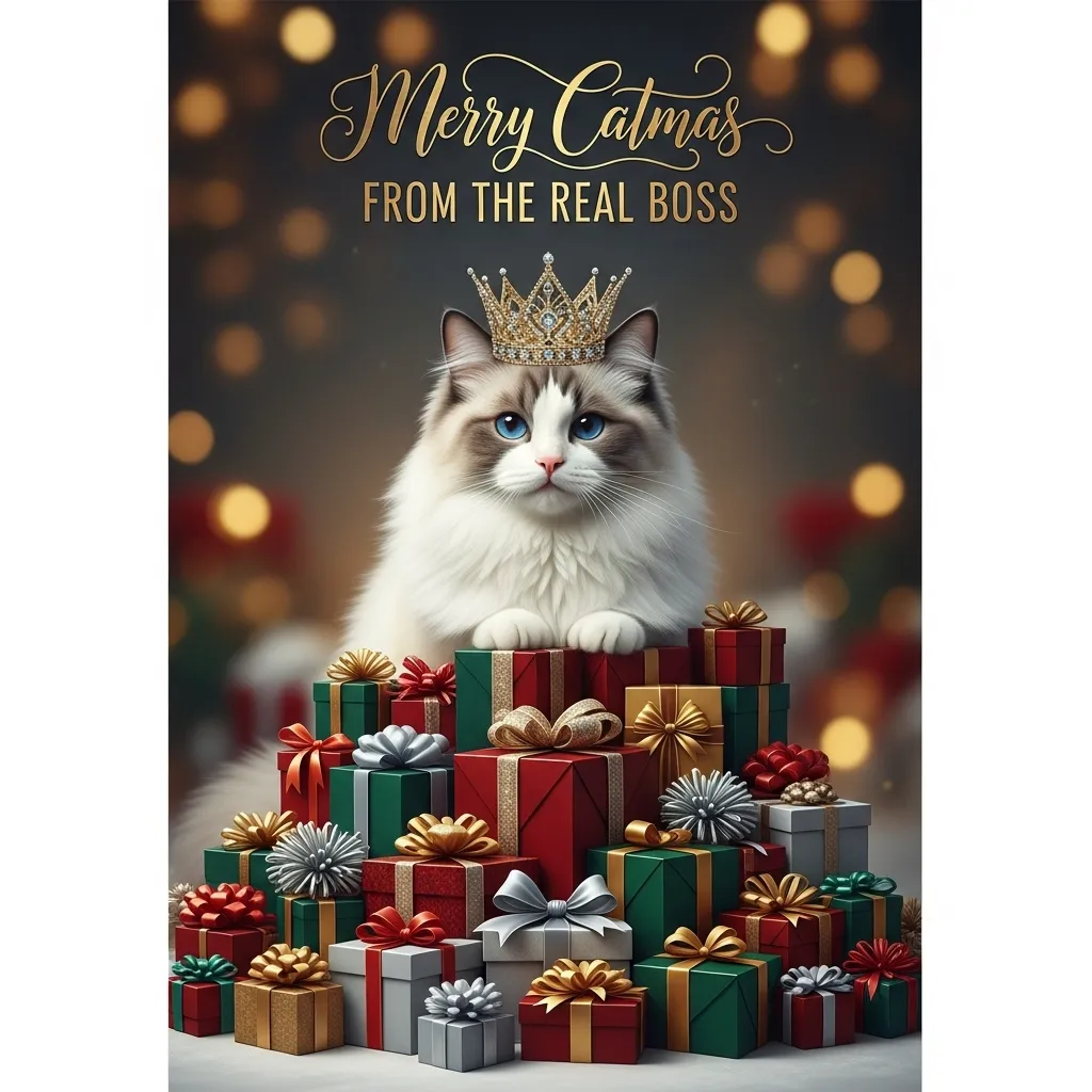 cat holiday cards 2025 merry catmas from the real boss
