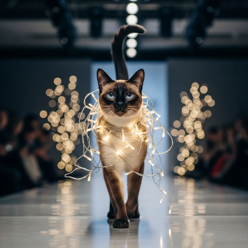 cat tangled in Christmas tree lights 2025 viral funny holiday cat meme