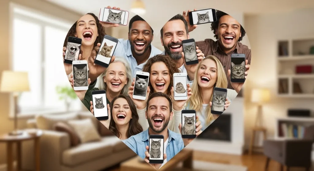 Cat lovers laughing at relatable sassy cat memes – community bonding