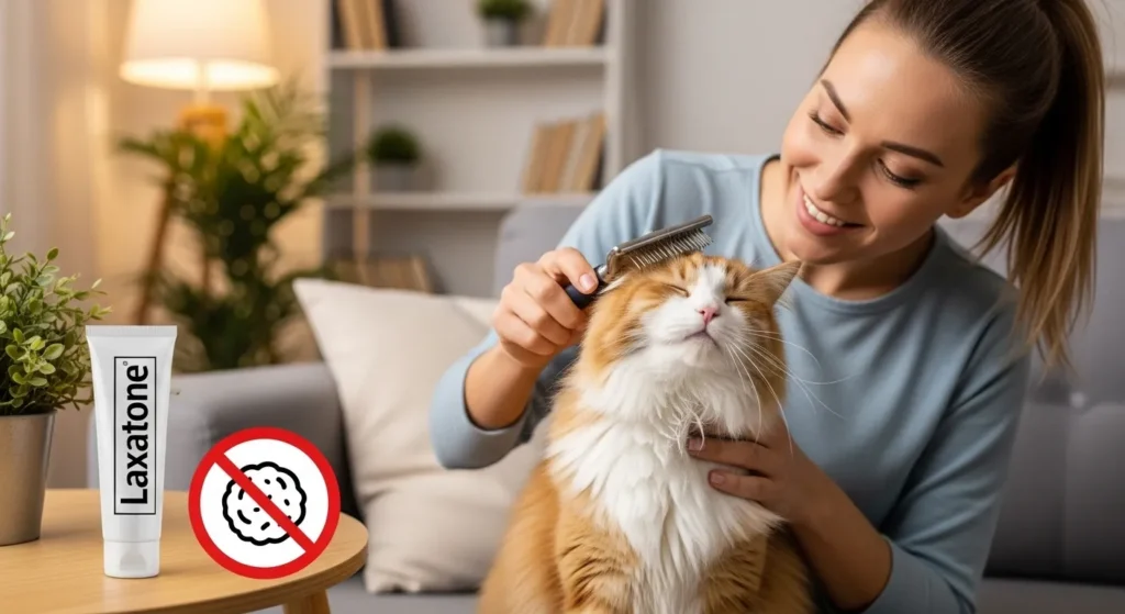 Brushing cat to prevent hairballs – natural remedy for cat vomiting white foam from grooming