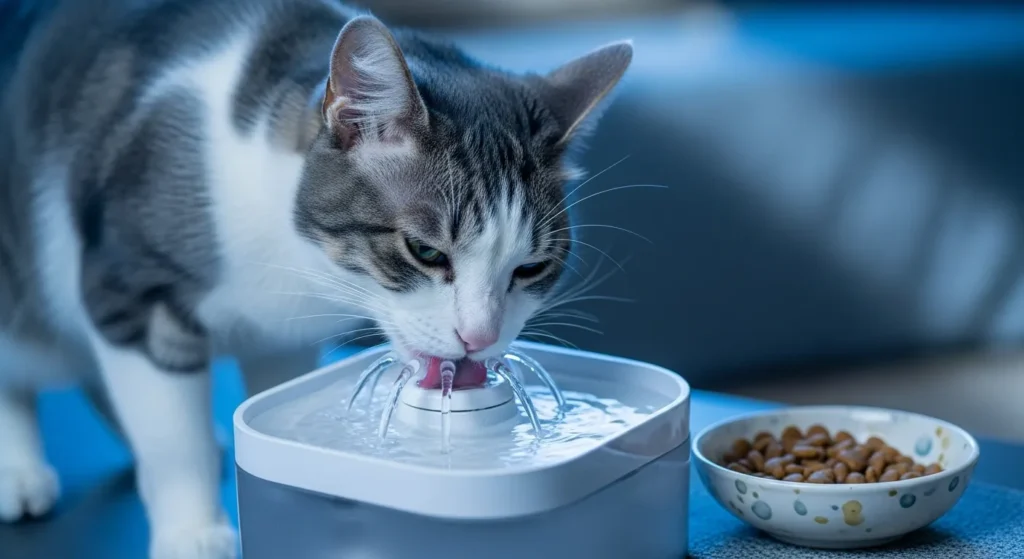 Senior cat on kidney diet to manage chronic kidney disease and stop white foam vomiting