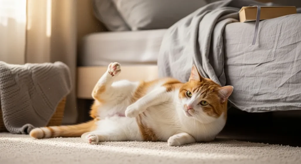 Obese cat struggling with self-grooming due to weight