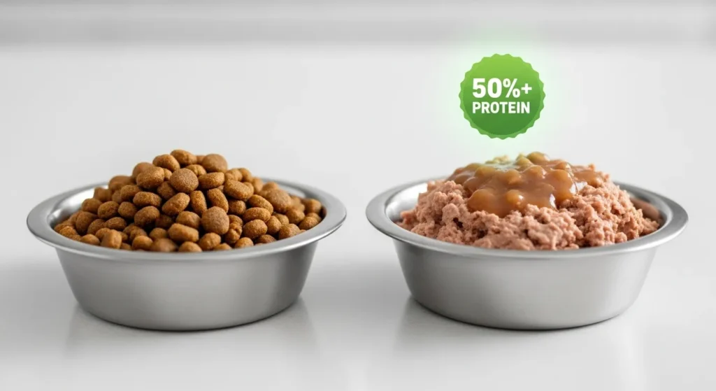 Dry vs wet cat food protein content – wet food wins for hydration and protein