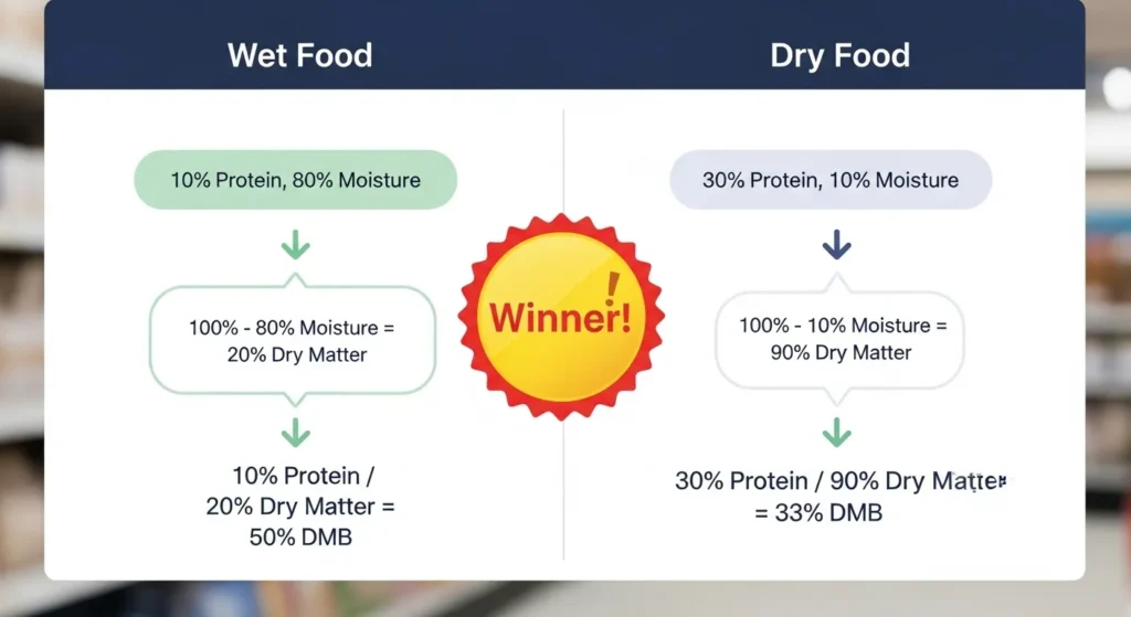 Dry matter basis protein calculation – wet food vs dry food comparison