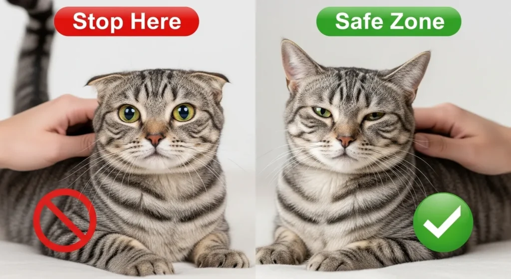 Cat body language signs of overstimulation vs calm – how to avoid cat scratching during petting
