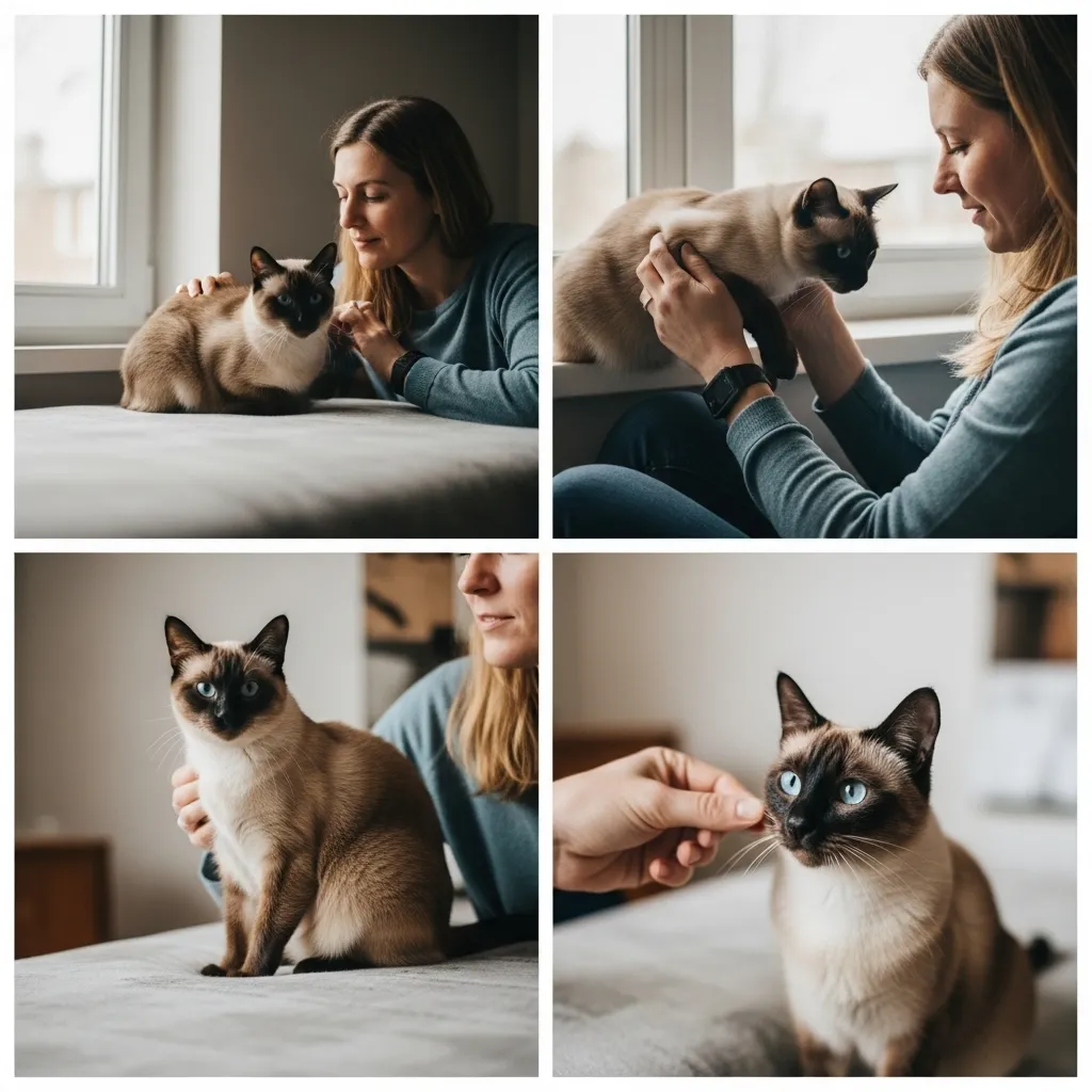 Examples of clingy cat behavior following you everywhere, demanding lap time, crying when left alone.