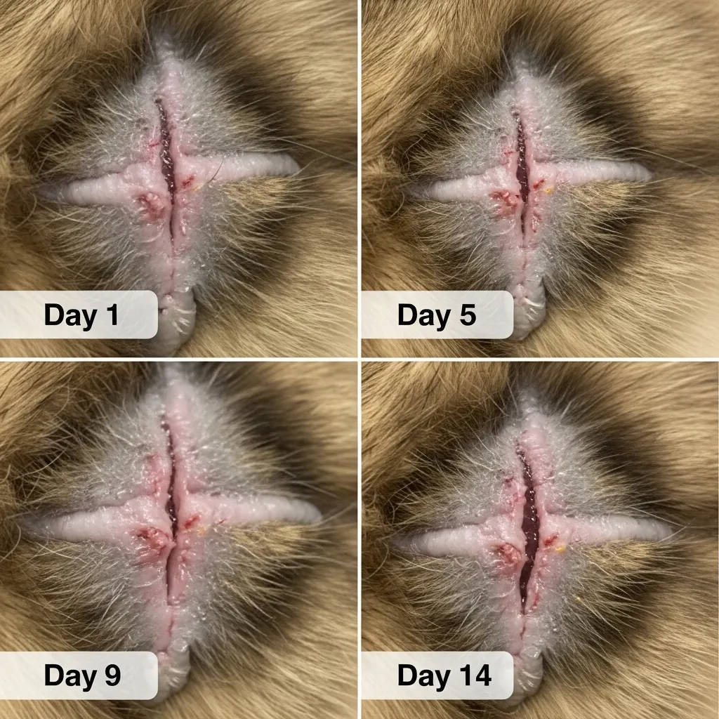 Cat spay incision healing timeline days 1 through 14 – normal progression