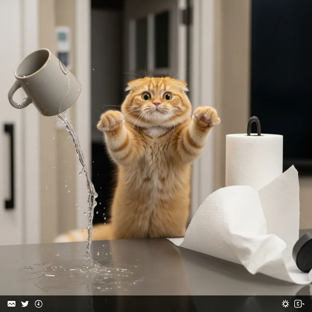  Viral chaotic cat moment from funny video.]