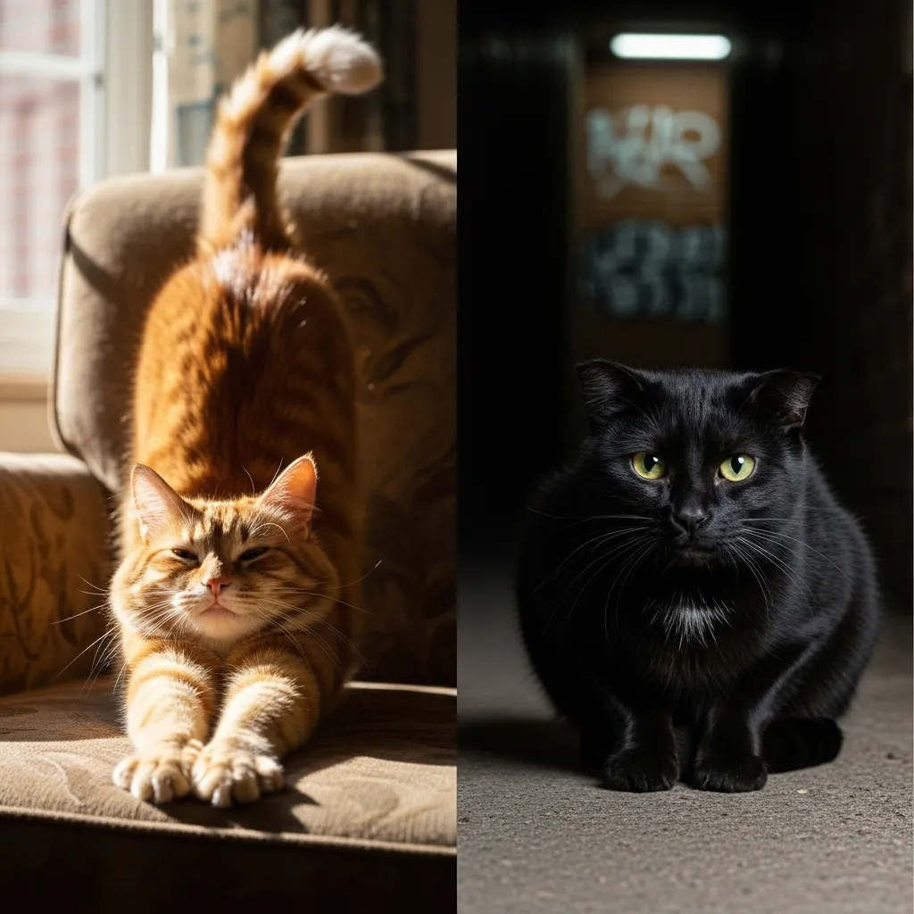 Examples of positive vs negative cat body language.