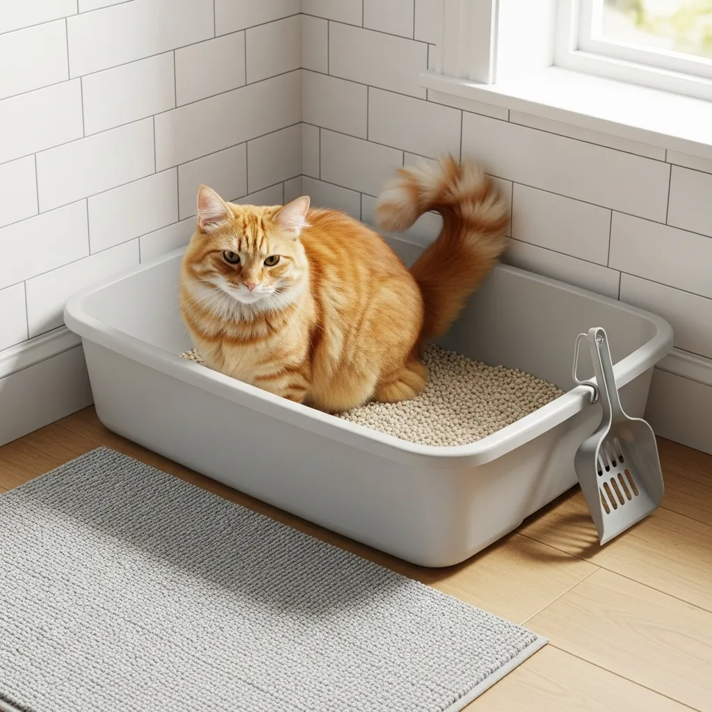 Proper litter box setup encouraging consistent use.