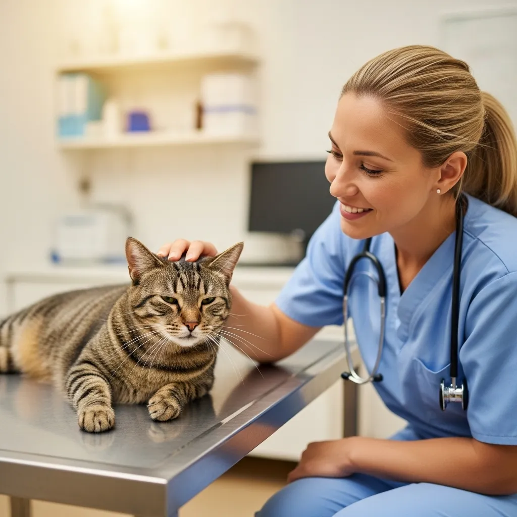  Professional vet check ensuring cat health for behavior issues.]