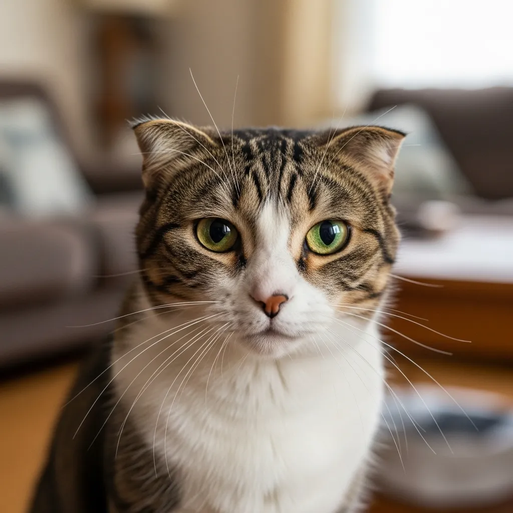 Cat displaying early signs of stress in multi-cat household.